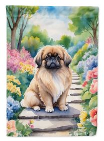 Pekingese Spring Path Garden Flag Mailbox Flag Decorative Yard Flag Banner Outside Patio Artwork Yard Flower Beds, Garden Size, Multicolor