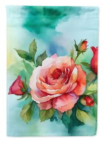 Oklahoma Roses in Watercolor Garden Flag Mailbox Flag Decorative Yard Flag Banner Outside Patio Artwork Yard Flower Beds, Garden Size, Multicolor